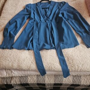 H&M Vibrant Blue Blouse with Tie Detail